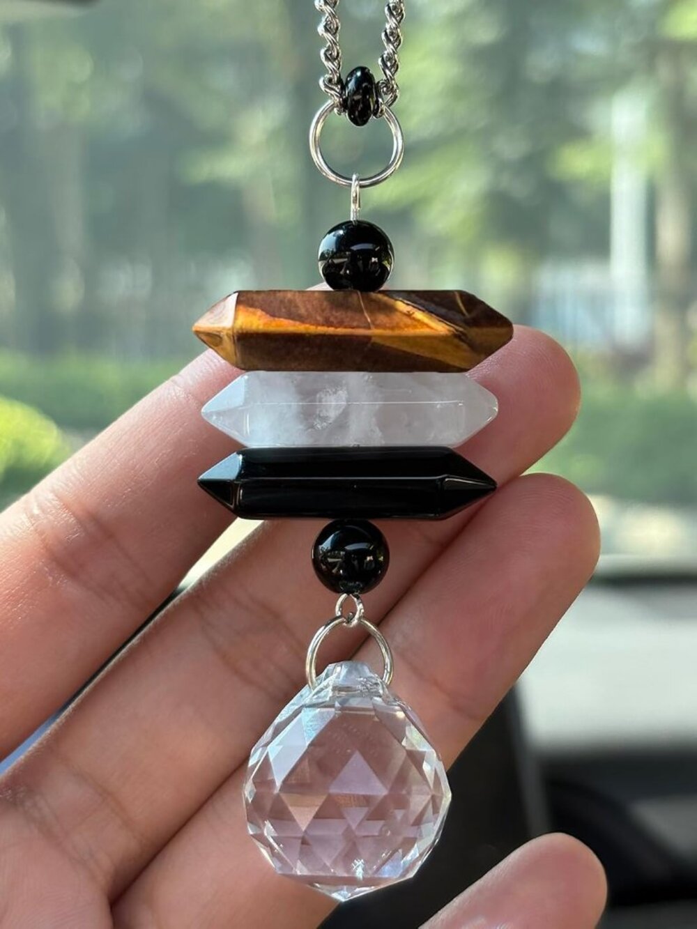 Crystal Hanging Car Charm,Healing Decor for Rear View Mirror Accessories